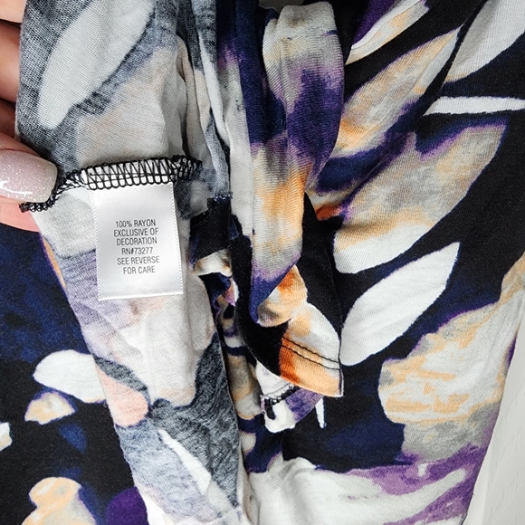 Vera Wang Abstract Floral Tank Top Sz L - Picture 6 of 11